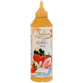 "Strawberry" Dessert Sauce, Seductive Topping in a 600 g Bottle, Delicia Dessert Sauce, Versatile Use, Unfold Your Creativity