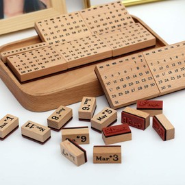 Singring Wooden Rubber Calendar Stamps, 20 PCS Mixed Week Month Stamps Set for Card Making Decoration DIY Scrapbooking, Timetable Stamps for Photo Album Crafting Supplies