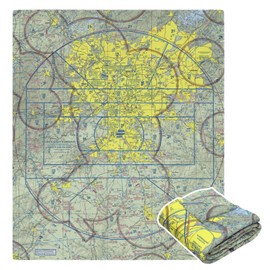 Cloud 9 Aviation Blanket VFR Sectional Chart Throw - Pilot Gifts for Men, Women & Student Pilots - Atlanta Sectional