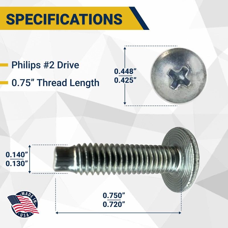 RackGold® 10-32 Zinc Rack Screws 25 Pack - USA Made