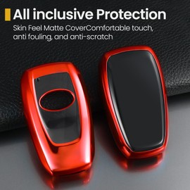 Coverforkey for Subaru Key Fob Cover with Upgraded Anti-Lost Metal Braided Rope Keychain, Exquisite Soft Case for WRX BRZ Ascent Crosstrek Forester Impreza Legacy (Red, A)