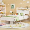 Elephance Twin Bed Frames with Charging Station and Storage Headboard,