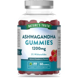 Nature's Truth Ashwagandha Gummies 1200mg | High Strength Ashwagandha Supplement with 5% Withanolides | 60 Raspberry Flavoured Gummies | Vegan | Nature's Truth