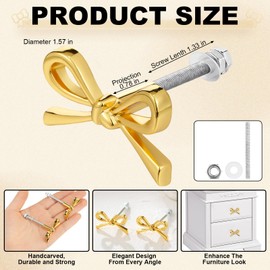 MorningRo Bow Drawer Knobs Metal Bow Dresser Knobs Vintage Handles for Dresser Gold Handles for Home Bedroom Kitchen Cabinets Hardware Cupboard(Elegant Style,1.6 x 1 Inches)