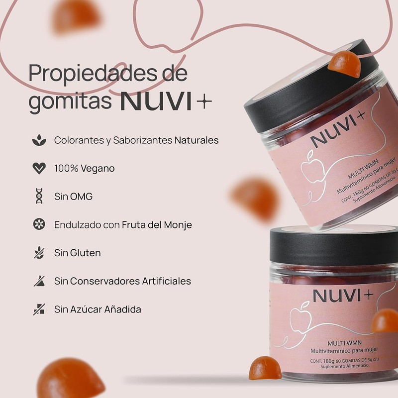 NUVI+ Multivitamínico en gomita para mujer Libre de complejo B