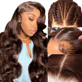 litmisr Chocolate Brown Lace Front Wig Human Hair 26 Inch Brown Human Hair 13x4 Hd Lace Front Wigs Pre Plucked with Baby Hair 180% Density Body Wave Wig for Women