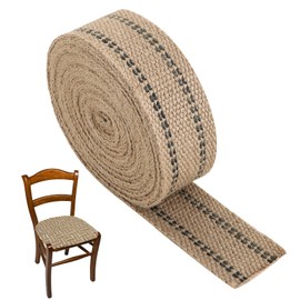 NATGAI Craft Jute Webbing Tape, Width 2" Roll Natural Burlap Red Line Jute Webbing Ribbon Upholstery Chair Webbing Tape (2" x 10 Yards (Black Line))