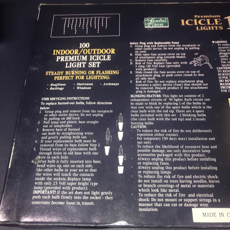 Santa's Own Best 100 Icicle Lights Christmas String Lights New