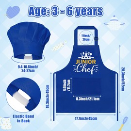 GROBRO7 4Pcs Kids Apron and Chef Hat Set Gift for Girls Boys Junior and Little Chef Identity Adjustable Kitchen Child Aprons with 2 Pockets Waterproof Smocks Hats for Baking Cooking Painting Training