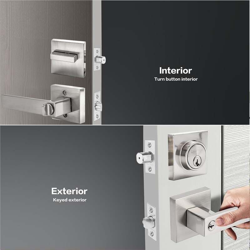 Exterior Door Lock Set with Deadbolt, Front Door Handle Set