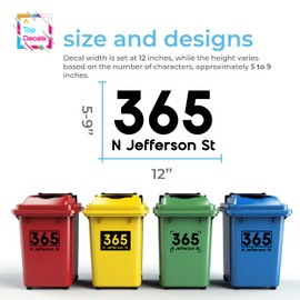 Custom Numbers Trash Can Stickers - Vinyl Trash Can Numbers Stickers Waterproof - Garbage Can Marker and Address Decals - UV Resistant Vinyl Decal for Trash Bin Organization