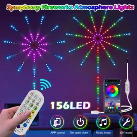 Dream Color RGB Smart Music Sync LED Firework Strip Lights with APP and Remote Control Dimmers Product CategoryColor: as picture Color