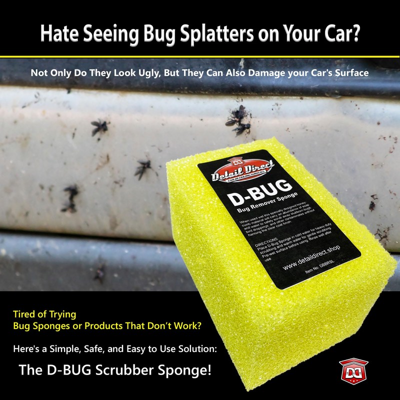 Detail Direct D-Bug Scrubber Sponge for Car Detailing, Yellow (12