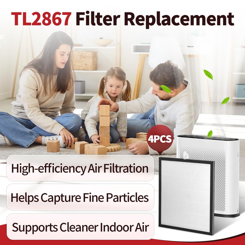 4 Pcs TL2867 Filtration Replacement Compatible with MOOKA Air Purifier