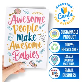 Baby Shower Card - New Baby Card for Boy, Girl or Gender Neutral - Congratulations for Parents to be - New Mom Dad Gender Reveal - Cute Welcome Babies - Pregnancy Congrats - Awesome Babies