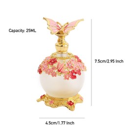 Generic 25ML Premium Gold Butterfly Decorative Perfume Dispenser Empty Refillable Women's Perfume Bottle Container Fancy Design Dispenser Essence Bottle Decorative Holiday Gift Supplies, Pink