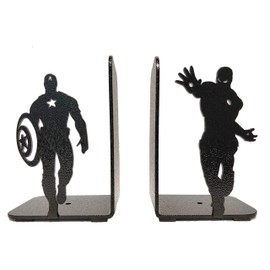 HeavenlyKraft Superheros Decorative Metal Bookend, Non Skid Book End, Book Stopper for Home/ Office Decor/ Shelves, 5.9 X 3.9 X 3.14 Inch Per Piece