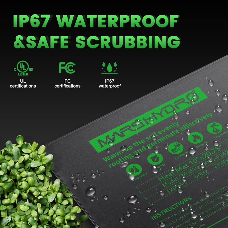 MARS HYDRO Seedling Heat Mat Waterproof 10''x 20.75'' and Digital