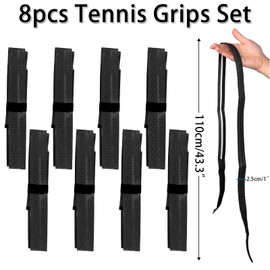 Ailvor Grip Tape Tennis Racket, Pack of 8 Tennis Grip Tape, Non-Slip Grip Tape, Badminton Racket, Overgrip Tennis Racket for Tennis Rackets, Badminton, Squash Racket (Black)
