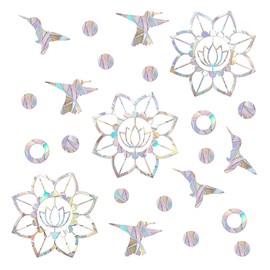 39 Pieces Birds Static Window Clings Anti Collision Window Decals for Bird Strikes, Glass Door Window Stickers, Stop Birds Flying into Windows, Mandala-Hummingbird Style