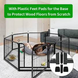 Kfvigoho Puppy Playpen 8 Panels Small Dog Fence Outdoor Indoor Use 24" Height Anti-Rust with Doors Portable Dog Play Pen for RV Camping Yard, Total 17FT, 25 Sq.ft, Snowy Black