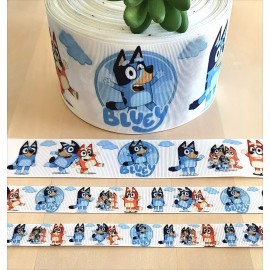 Unbranded 5/8, 7/8, 1.5 & 3" (1 YD) Blue Dog Grosgrain Ribbon Character Ribbon - 7/8 inch