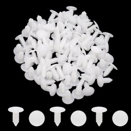 sourcing map Universal 6 mm Hole Diameter White Plastic Car Mudguard Rivets Mounting Holder Pack of 100