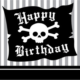16-Count Paper Beverage Napkins, Pirate Parrty Happy Birthday