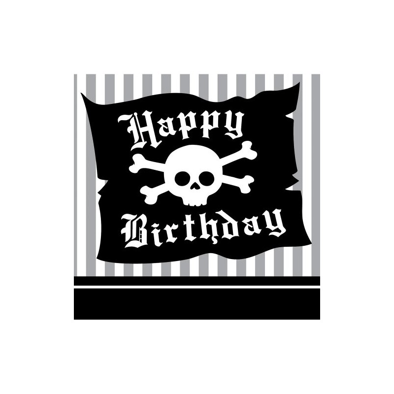 16-Count Paper Beverage Napkins, Pirate Parrty Happy Birthday