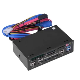 5.25inch Media Dashboard Front Panel Audio, Multi Card Reader with USB 3.0 / USB2.0 / Audio/eSATA/SATA Port, etc, Support for Windows 2000/XP/Vista and Win7/8; Linux/OS