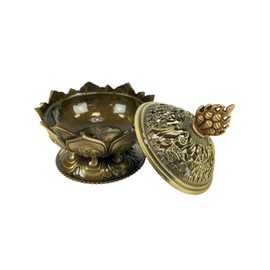 Something Different Wholesale Elegant Brass Metal Lotus Incense Cone Holder - 7.5cm x 7cm (1 Pc.) - Unique & Sophisticated Design -Perfect for for Home & Office Decor