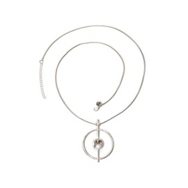 Collezione Alessandro Long Chain with Round Pendant and Glass Stone - Metal
