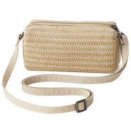 BBORGDC Straw Crossbody Phone Purse for Women - Small Woven Beach Bag with Adjustable Strap, Dual Compartment Travel Wallet, Summer Vacation Gift