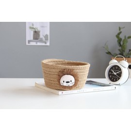 Duories Woven Storage Basket Small Cute Storage Box Cotton Rope Braided Toy Baskets Storage Shelf Basket for Multipurpose Container Home Office Desktop Organiser Decoration Jute Lion