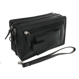VISCONTI Soft Leather Wrist Bag With Detachable Strap 18233 Black