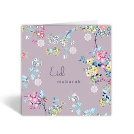 Eid Mubarak Islamic Greeting Card in Lilac