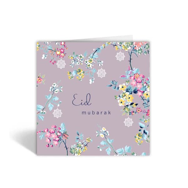 Eid Mubarak Islamic Greeting Card in Lilac