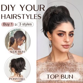 SEGO Ponytail Extensions Hairpiece with Clip Ponytail Braid Hair Extension Bun Hair Scrunchie Updo Hairstyles Bendable Metal Wire Like Real Hair # 12T24