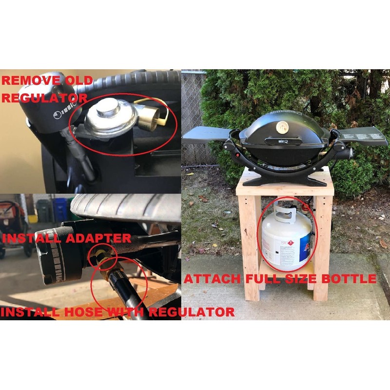 Muzzys Regulator Adapter Bypass Hack Conversion Fitting, for Weber Q