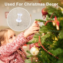 120pcs Transparent Push Pins,Plastic Head Drawing Poster Tacks Needle, Clear Poster Pins for Wall Hangings,Cork Board,Maps Posters Photos,Pinboard,Notice Board,Xmas Party Decorations