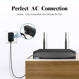 12V 2A AC 24W Power Supply Adapter for WEILAILIFE Security Camera NVR (Input: 100-240V, 50/60Hz; Output: 12 Volts, 2 Amps)