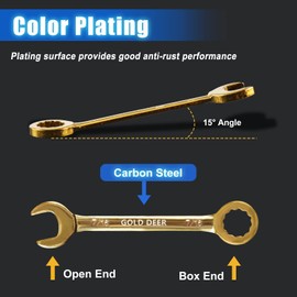 GOLD DEER 20 Pcs Color Plated Small Wrench Set Standard Metric and SAE 5/32"-7/16" & 4-11mm Extra Slim Spanners Mini Wrench Set Open End and Box End Ignition Wrenches with Roll Pouch and Big Ring