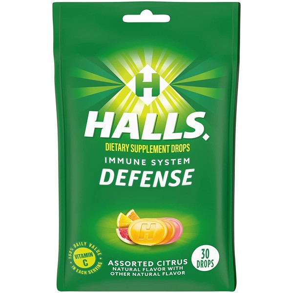 Halls Defense Vitamine C Assorted Citrus 30 Drops X 12 Packs