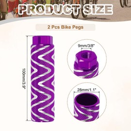 PATIKIL Bike Pegs Fit 3/8 Inch Axles, 2 Pack Aluminum Alloy Anti-Skid Lead Foot Bicycle Peg Back Seat Stands with Stripe for BMX Mountain Dirt Bike Cycling Rear Stunt Pegs, Purple