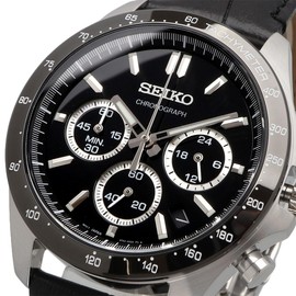 Seiko SBTR021 Men's 1/5 Second Chronograph Quartz Wristwatch, Black Leather, Black Leather SBTR021, Chronograph with 3 sides and 60 minutes