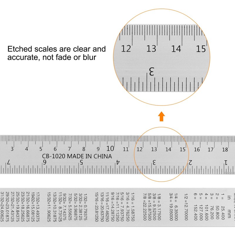 HARFINGTON 8pcs Stainless Steel Ruler 8 Inch 20cm Metric English