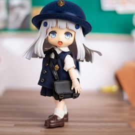 niannyyhouse Obitsu 11 Clothes Kindergarten Uniform Hat Vest Shirt Skirt Bag Doll Clothes 1/12bjd Doll Clothes (B-white)
