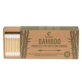 Precision Tip Cotton Swabs 500 Count | Compostable & Pure Cotton Pointed Bamboo Swabs | Plant-Sourced Materials | Perfect for Nails & Makeup, Fine Cleaning, Arts & Crafts