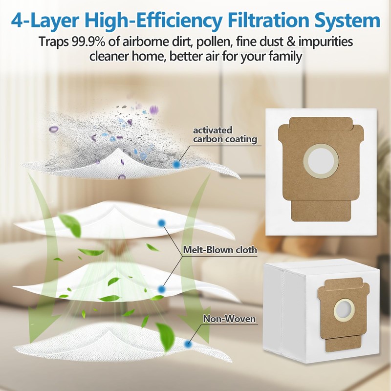 12 Pack Dust Bags Compatible with iRobot Roomba 105X,104,105,Plus 405,505,504,705