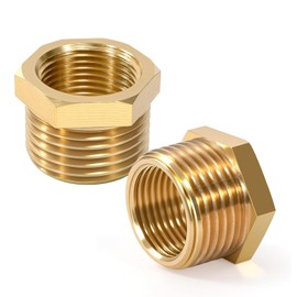 QZKJQDD 2 Pack 3/8" BSP Female to 1/2" BSP, Brass Reducer Hex Bushing, Reducing Pipe Adapter Fitting, Reducing Adapter Fitting Converter, Suitable for Industry, Pipes, Water Etc.